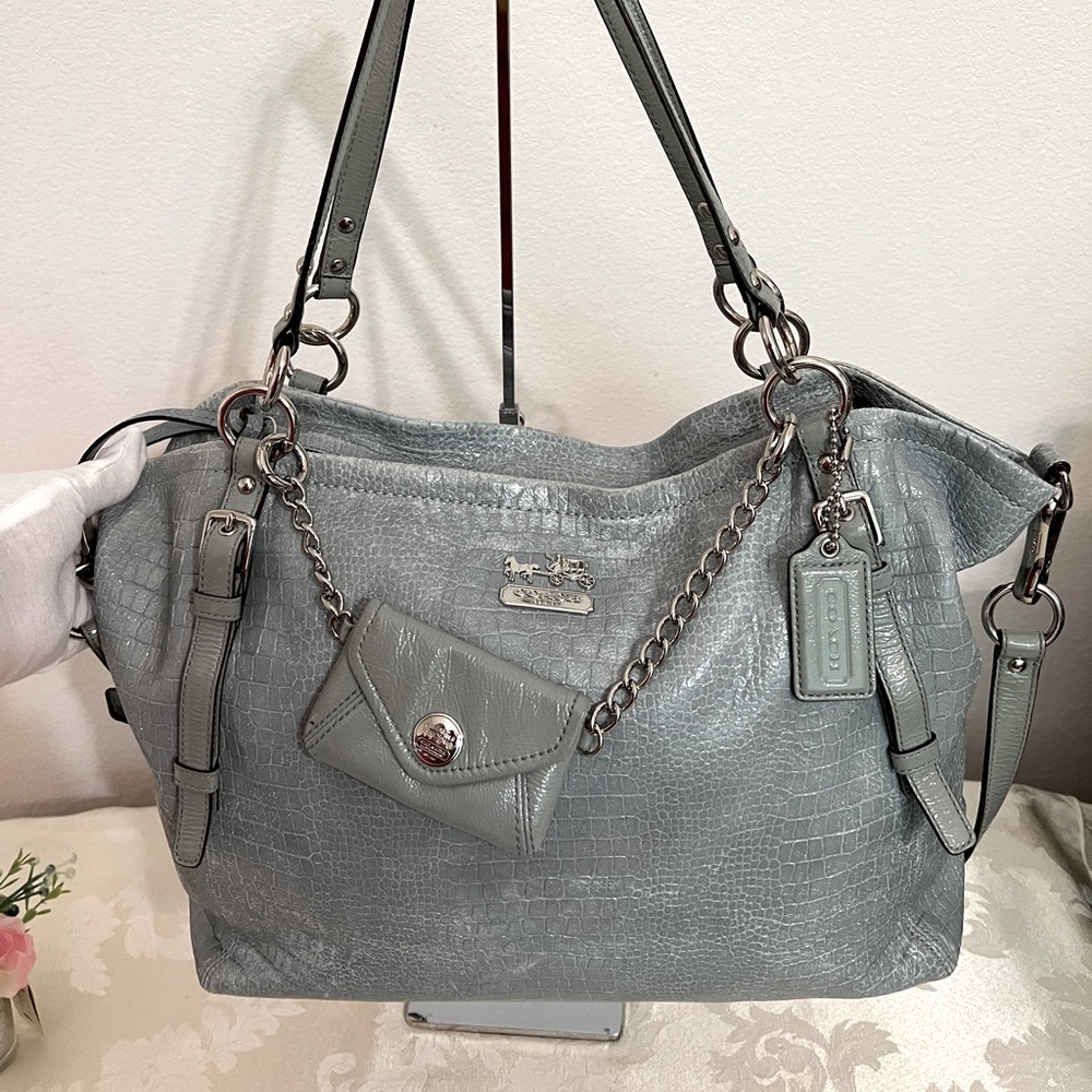 Stunning Blue Authentic Coach bag; gorgeous silver details & numerous features.